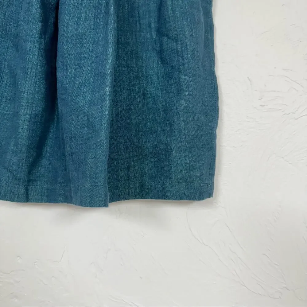 Cotelac Blue Green Mini Skirt Womens 0 Linen Cotton Blend Lightweight Casual